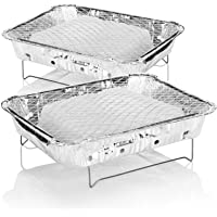 com-four® 2X Barbacoa desechable - Práctica Barbacoa desechable con carbón y Encendedor - Barbacoa para Senderismo…